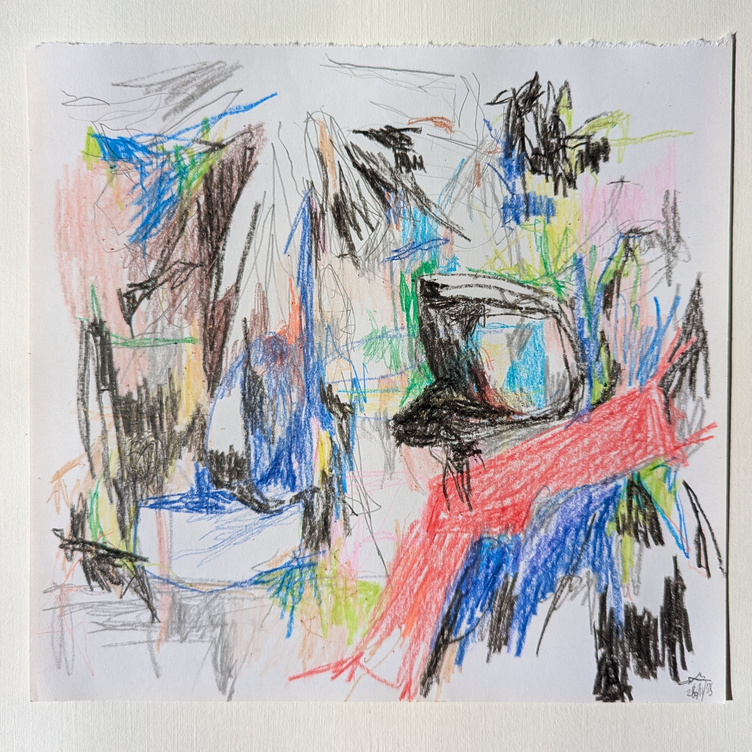 'Dream of Dutch Countryside' - 
Crayon and graphite on paper