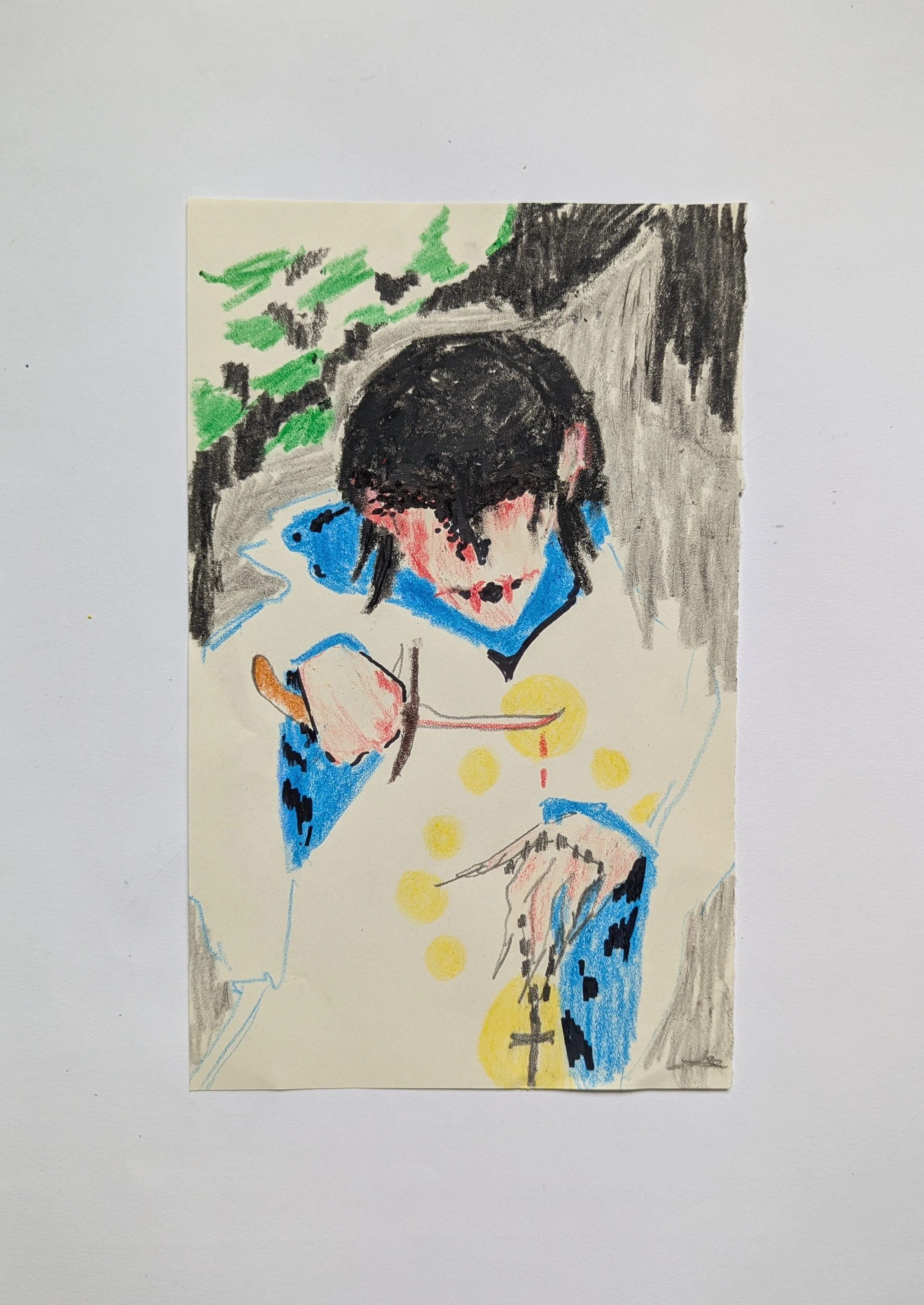 Untitled (Vampire Sketch with Dagger) - 
Crayon, Graphite and Pencil on Paper
A5