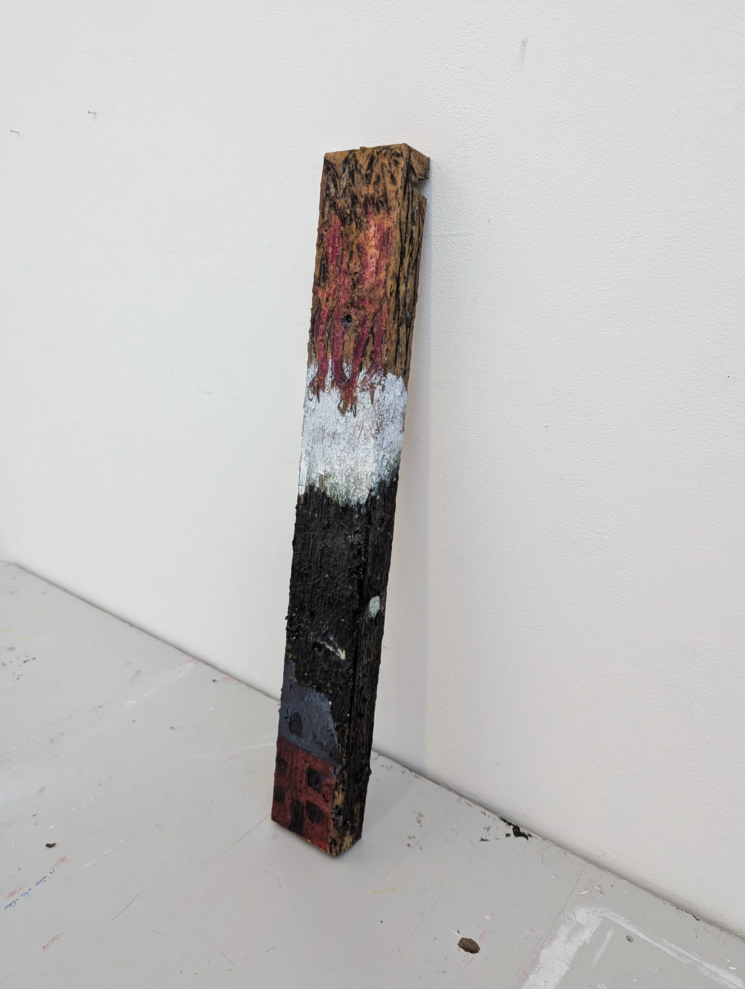 'Demons practicing safe sex above a comet at night' - 
Acrylic, Ink, Crayon and Latex on Wood