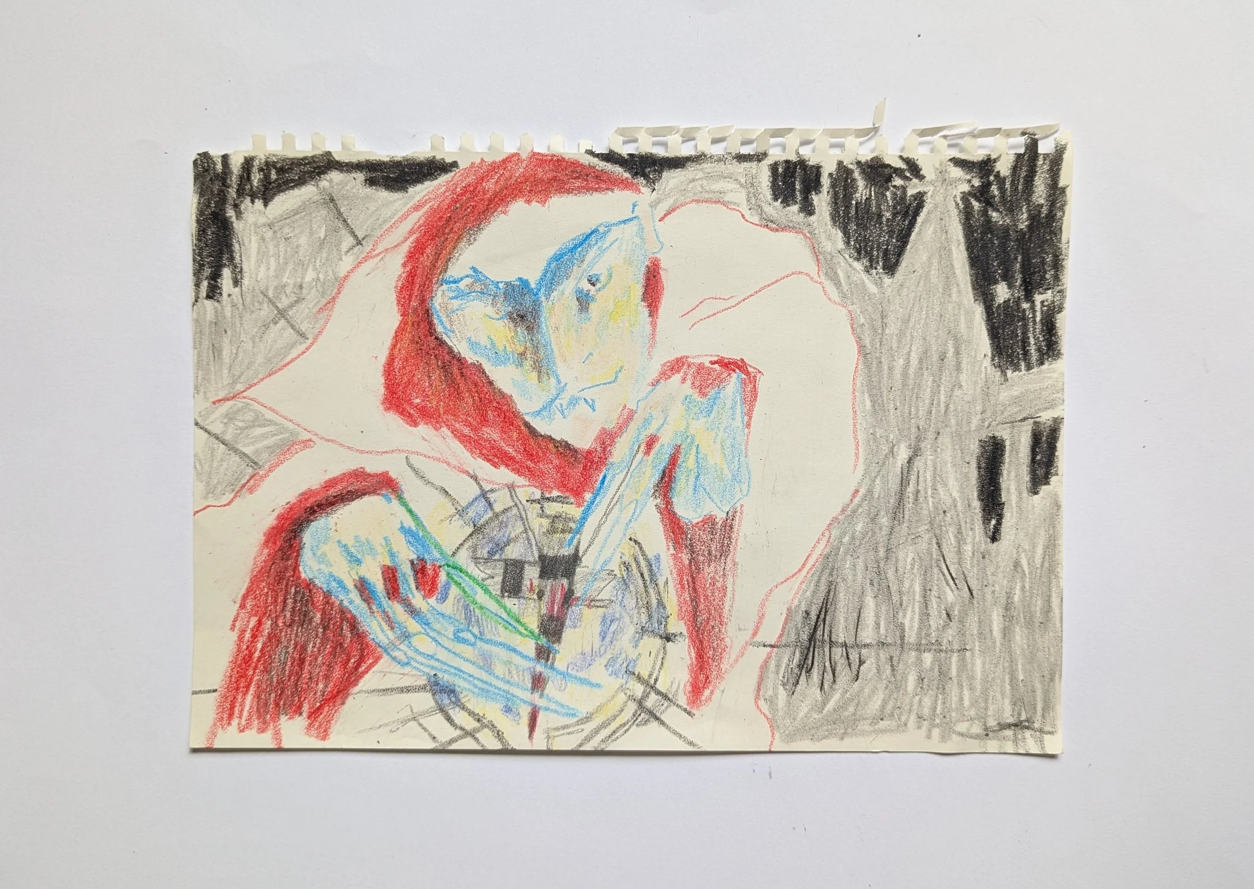 Untitled (Vampire Sketch with Pendant) - 
Crayon, Graphite and Pencil on Paper
A5