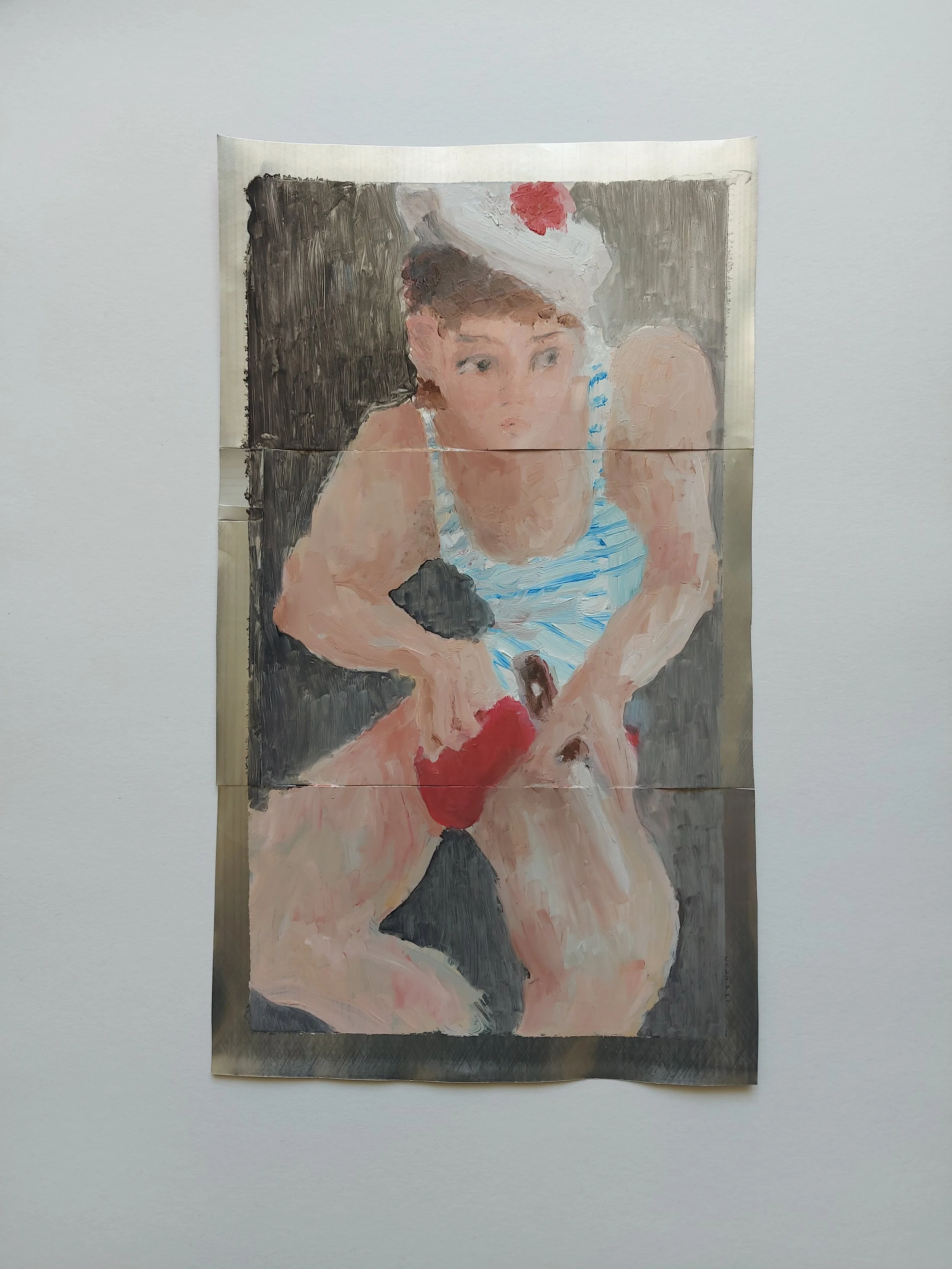 'Sailor I' - 
Oil on 3 Aluminium Tin Cans
27.5cm x 16.5cm