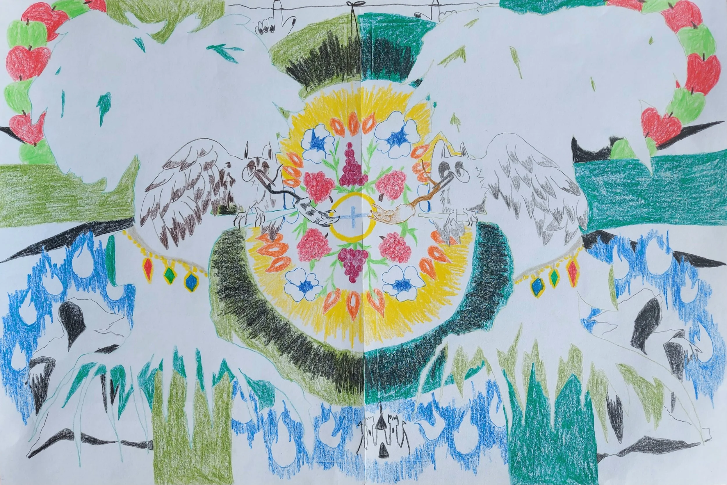 'Owl's forest wall' - 
Colour Pencil on Paper
2 x A3's