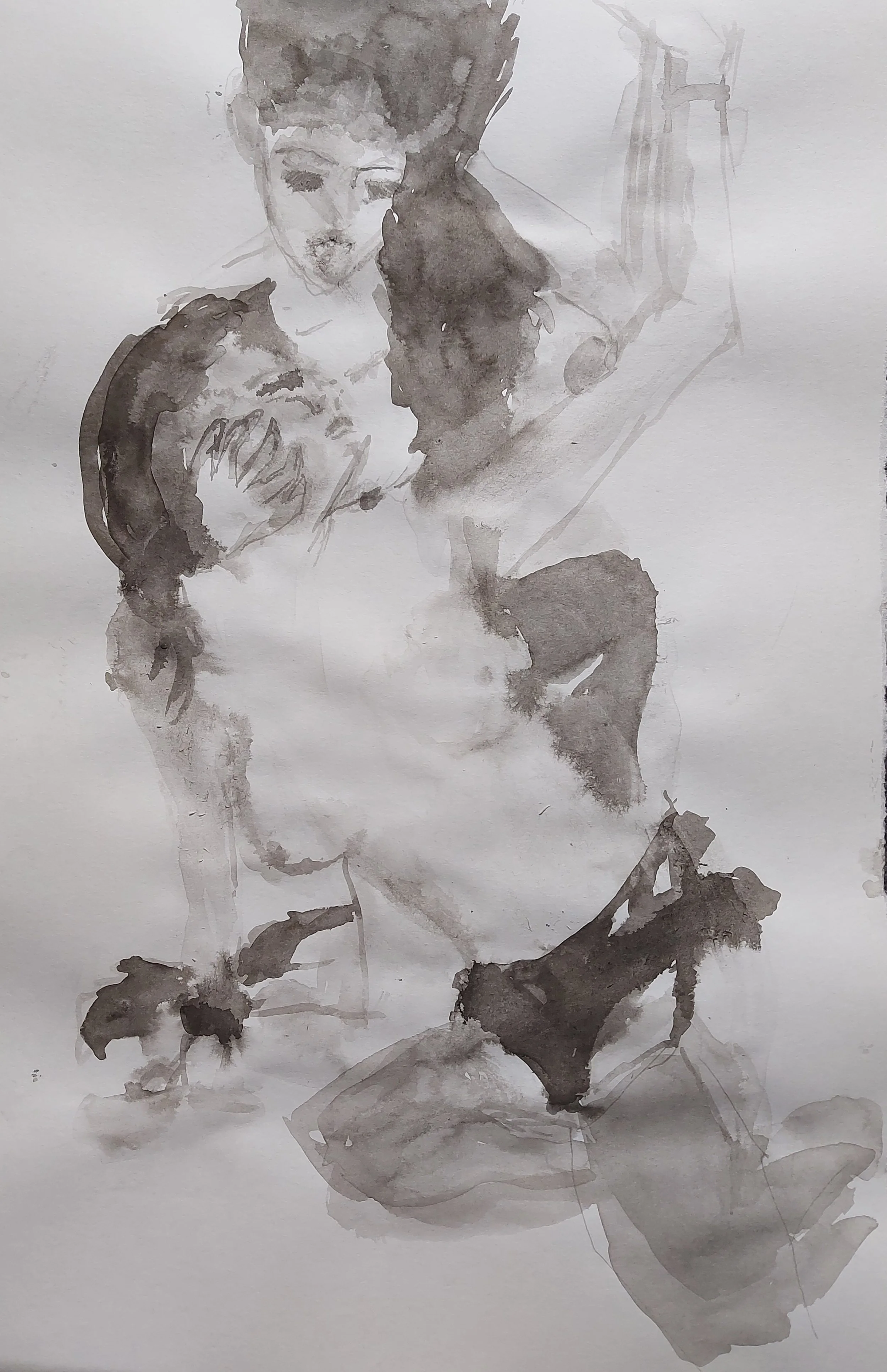 'Wrestling Fetish Mary & Mae' - 
Ink on Paper