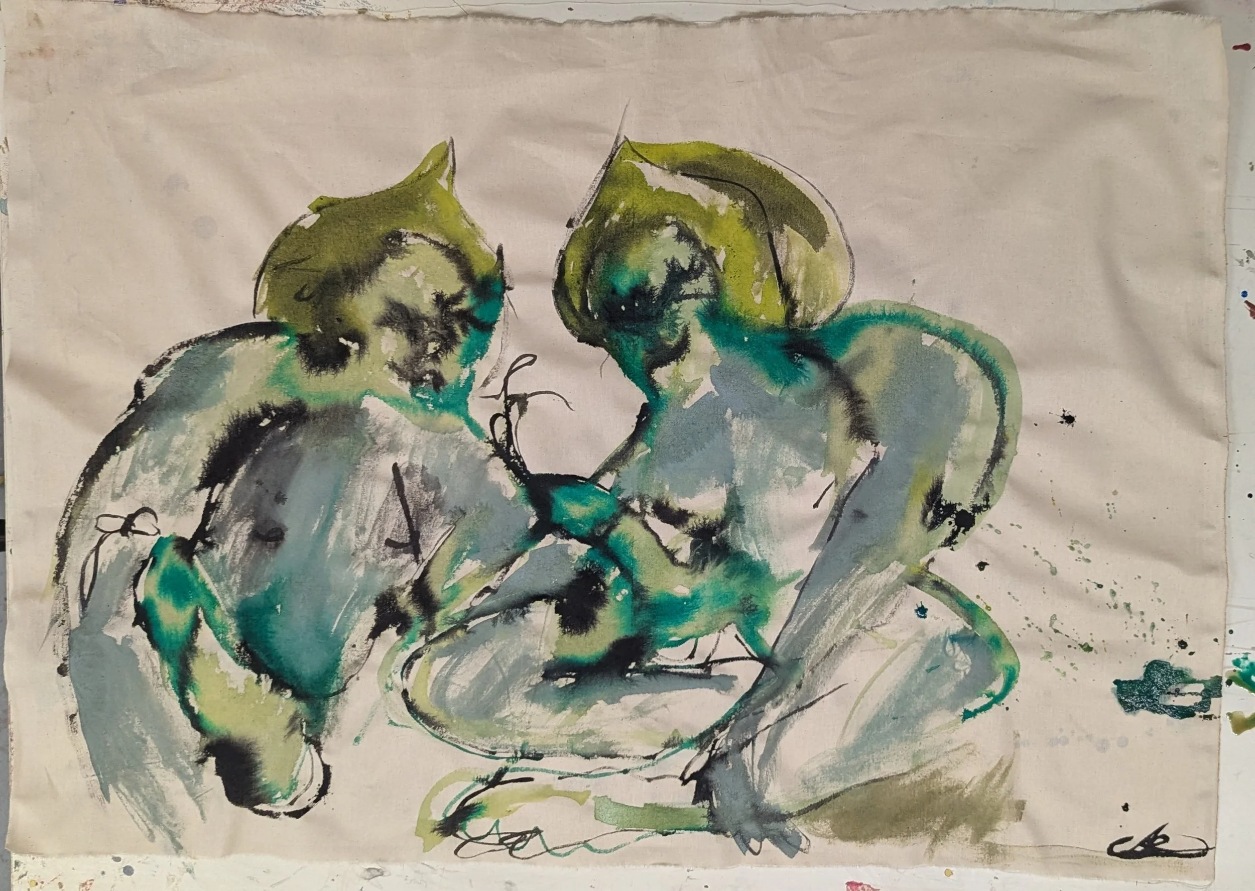 Untitled (Friends) - 
Ink on Calico