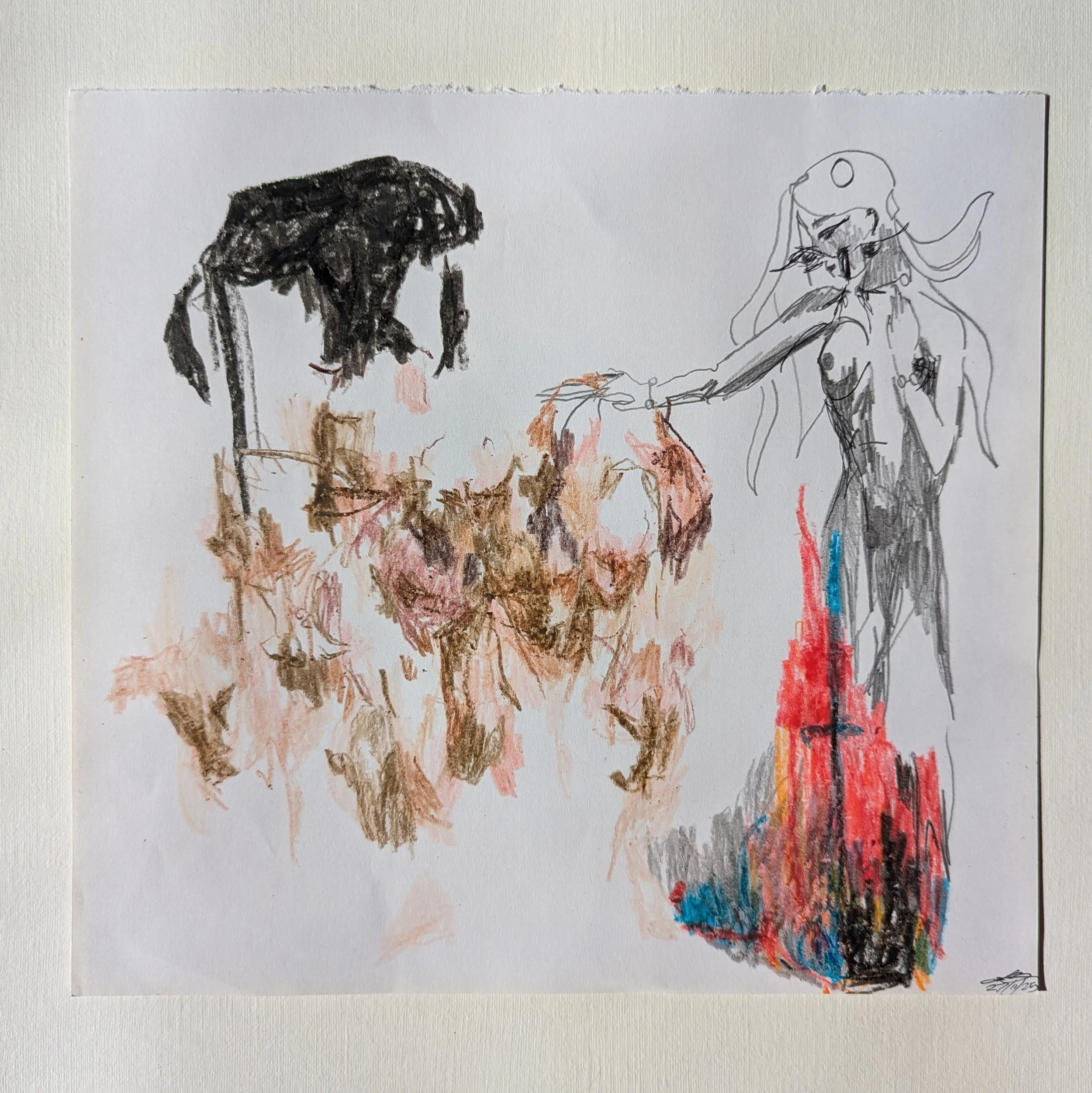 Untitled -
Crayon, graphite and pen on paper