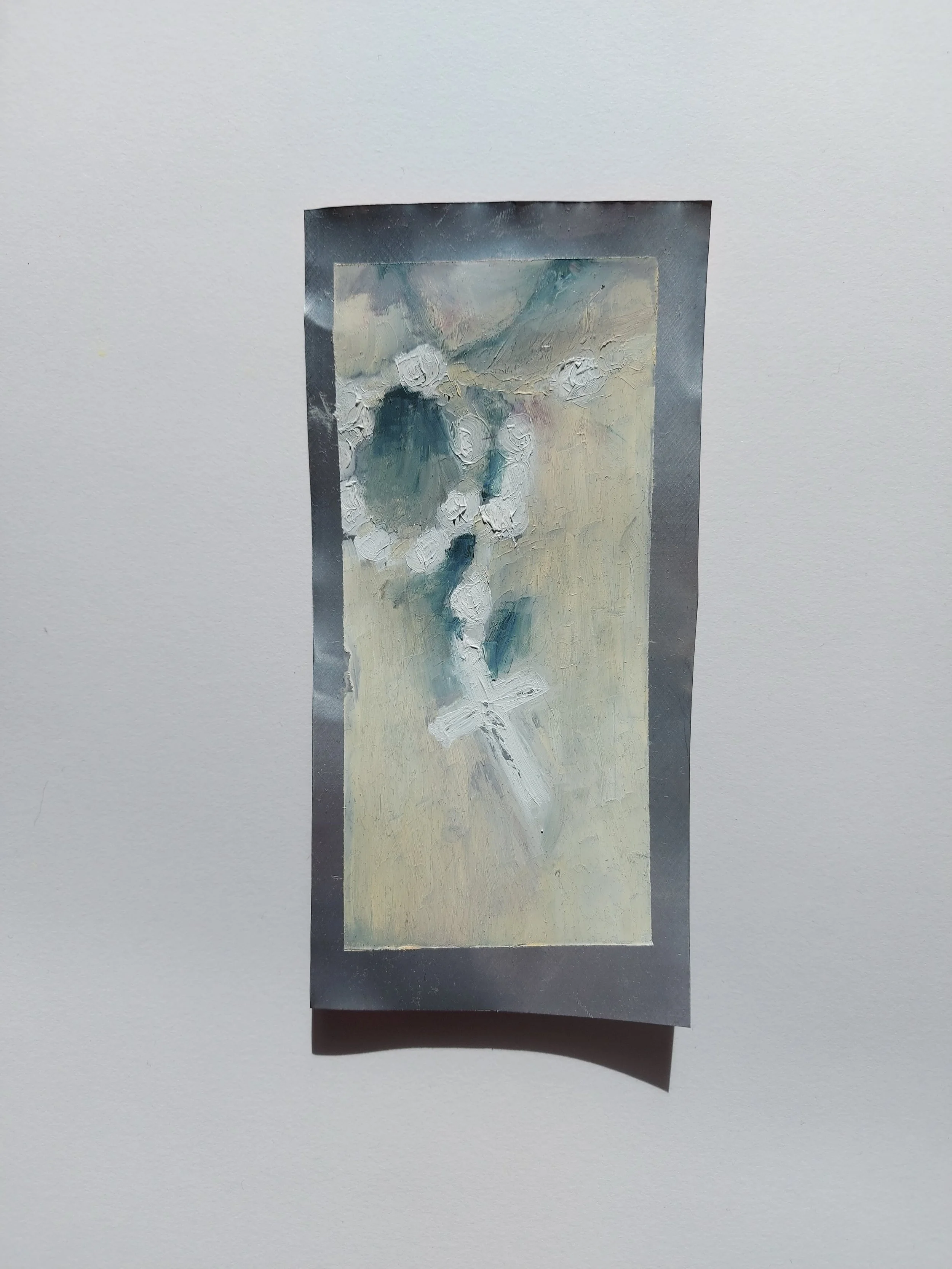 'Plastic Crucifix' - 
Oil on Aluminium Tin Can