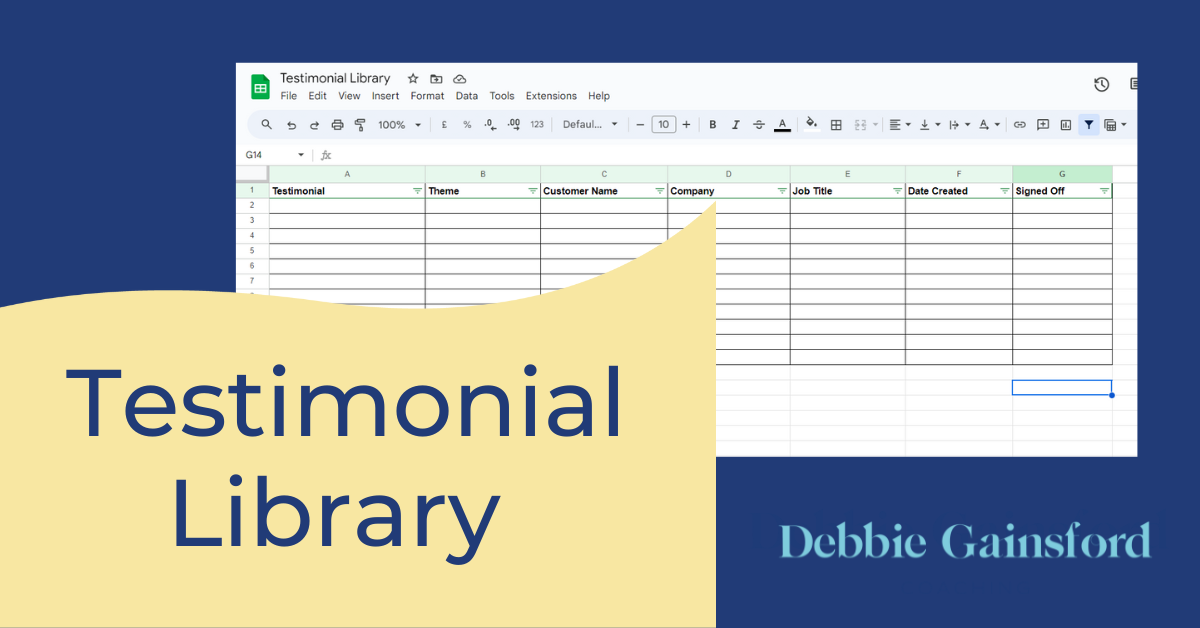 Image google sheet testimonial library