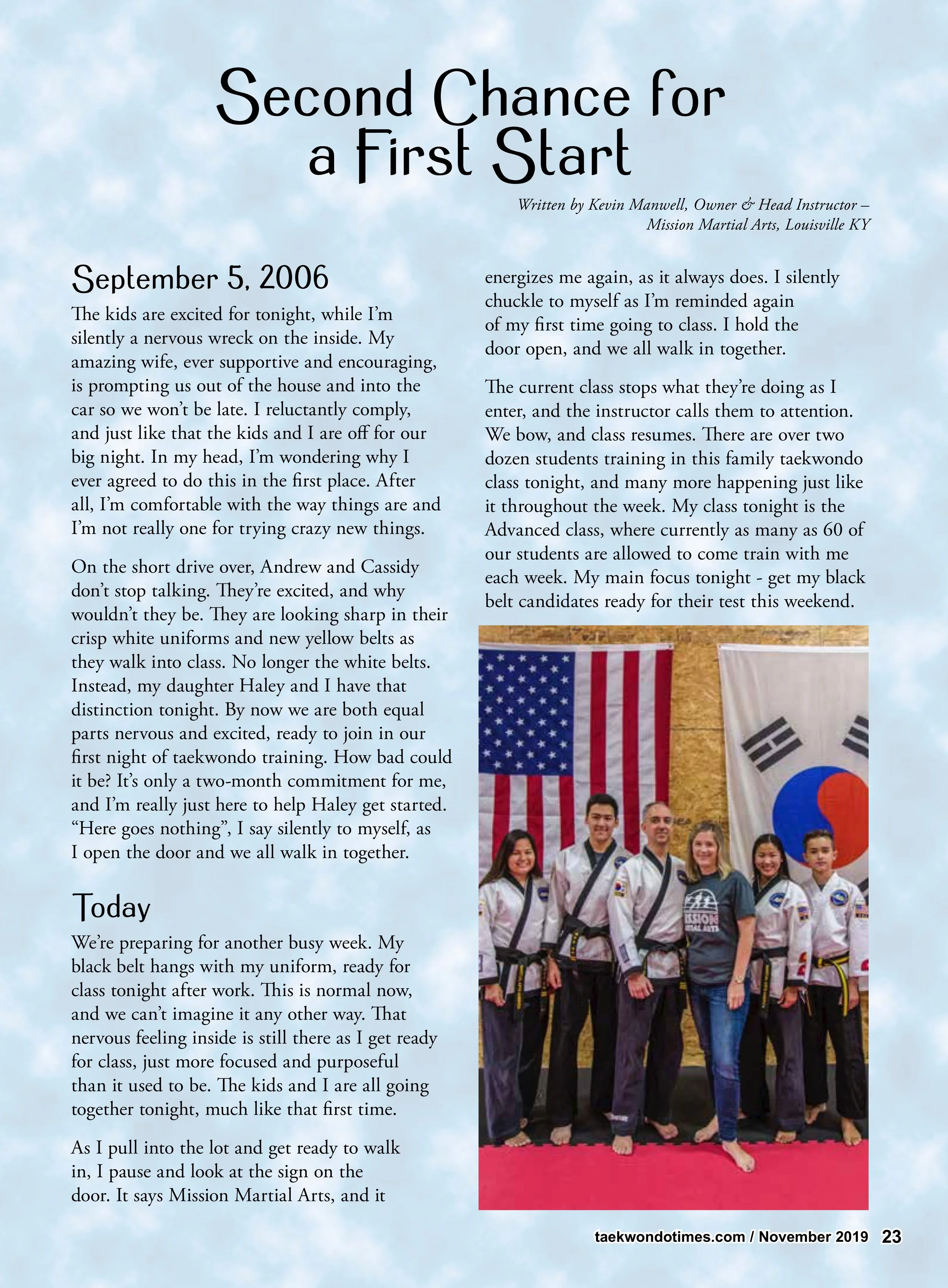Taekwondo Times article November 2019