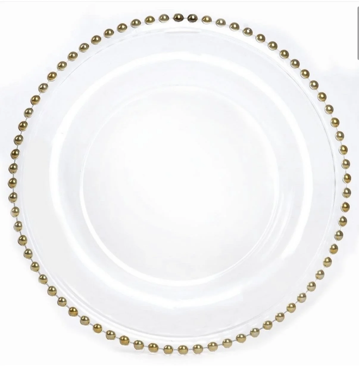 Clear Charger Plate with Gold Rim