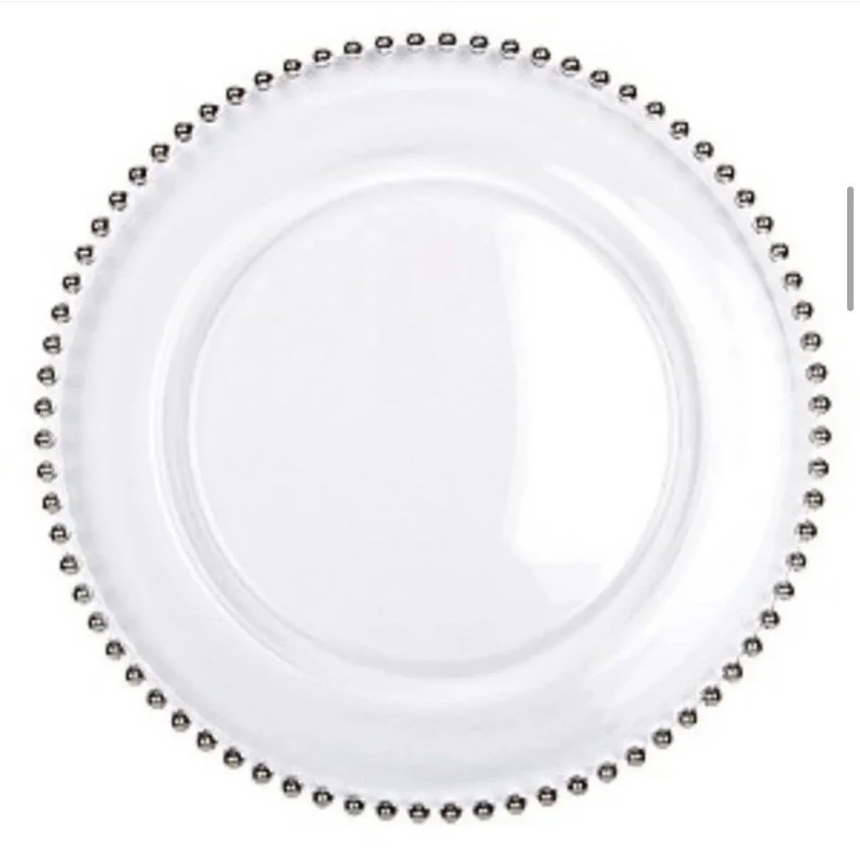 Clear Charger Plate with Silver Rim
