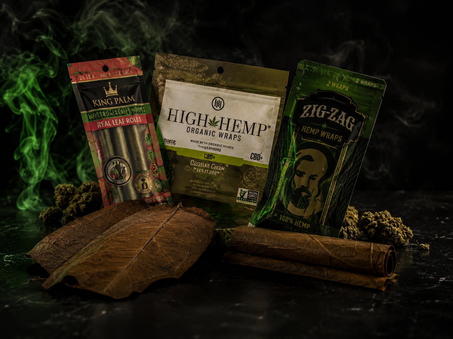 Hemp wraps, blunt wraps, natural leaf wraps and flavored wraps available at Cave Smoke Shop in Durham NC