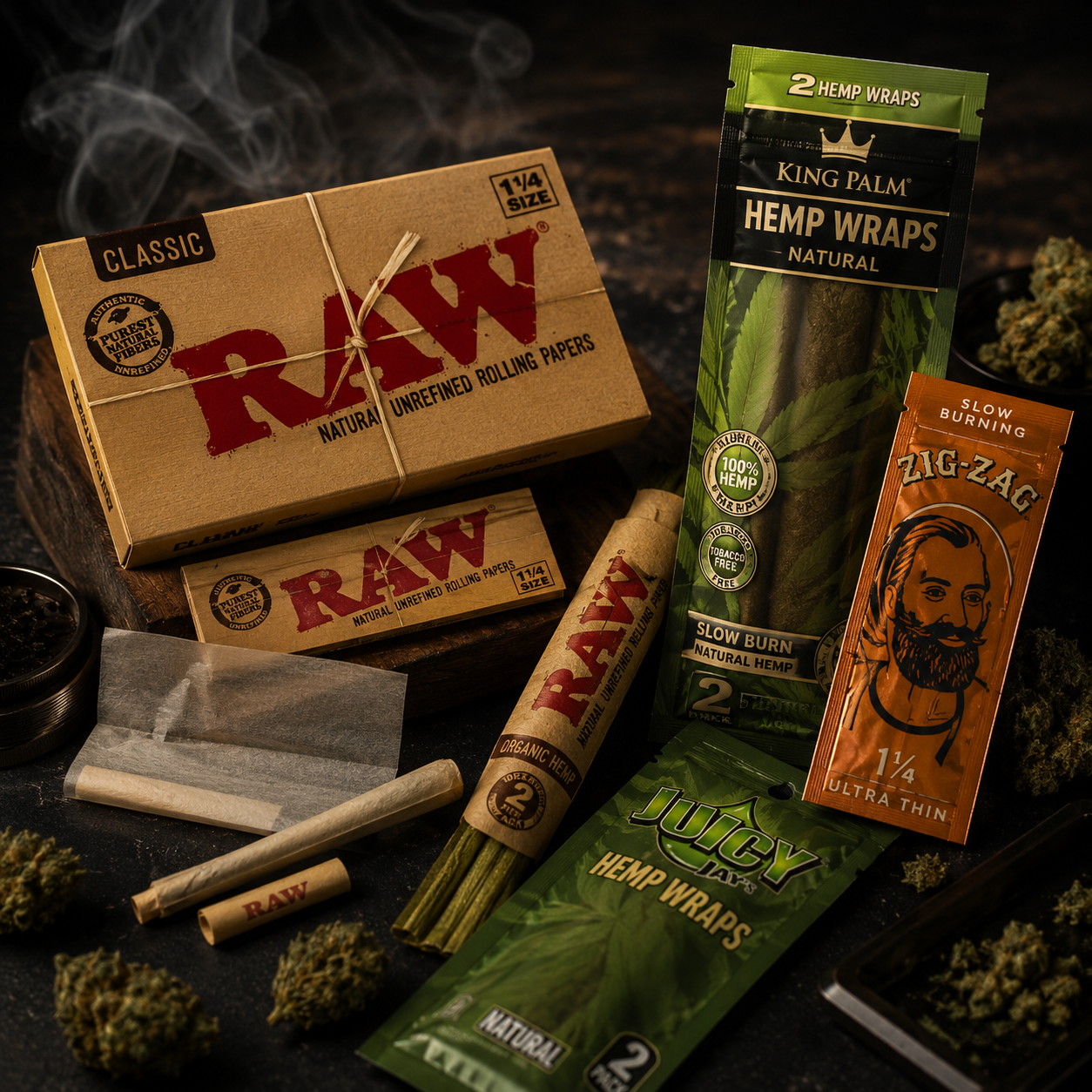 Rolling papers, hemp wraps, cones and smoking wraps available at Cave Smoke Shop