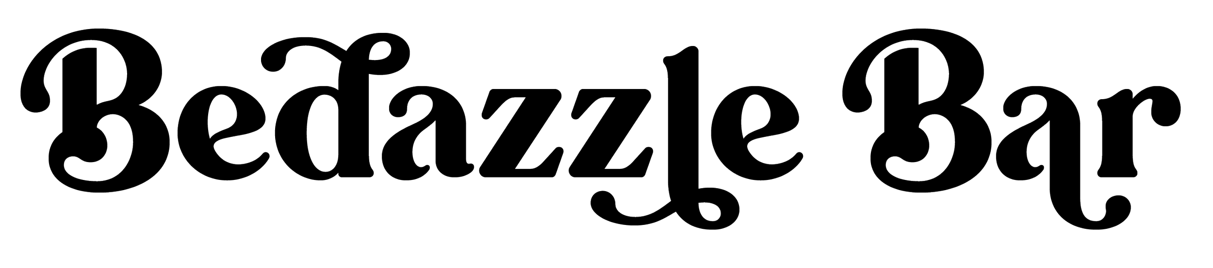 Stylized text that reads 'Bedazzle Bar' in a playful, decorative font.