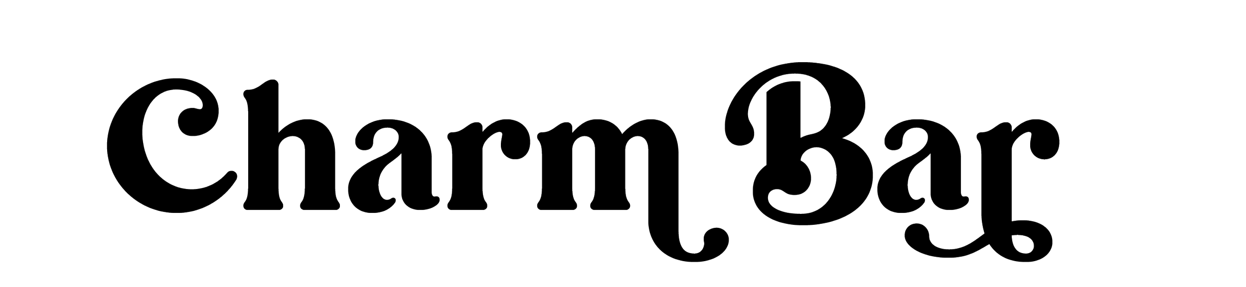 Charm Bar logo with stylized text.