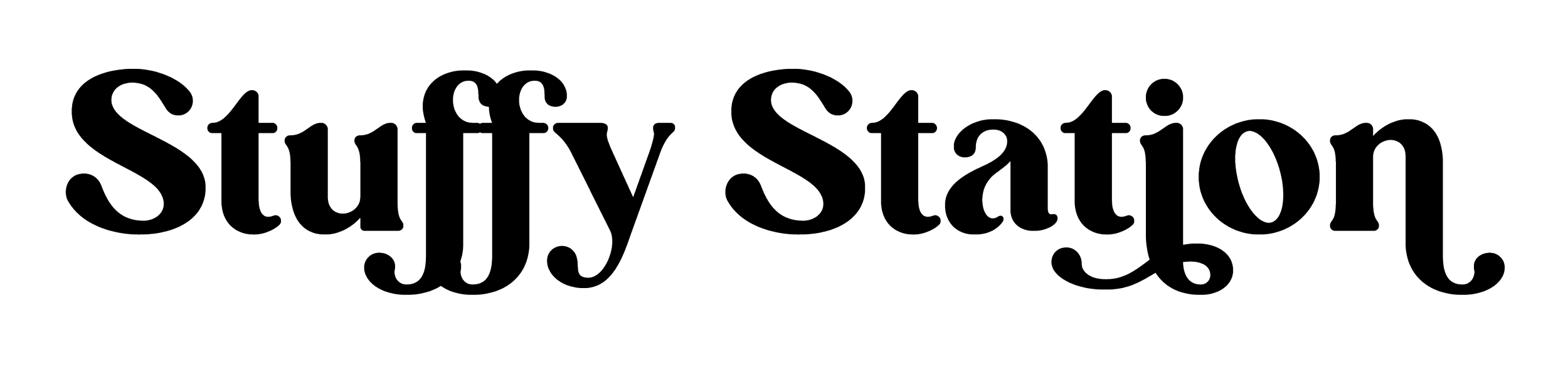 Stylized text that says 'Stuffy Station' with a playful, cursive font.