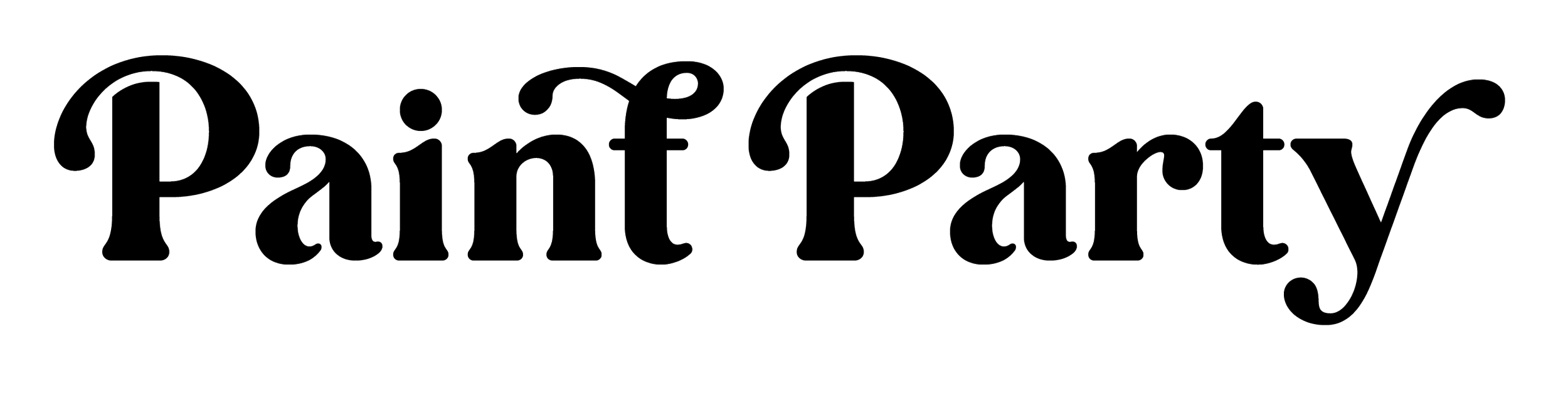 Black and white image with the words 'Paint Party' in a playful, cursive font.