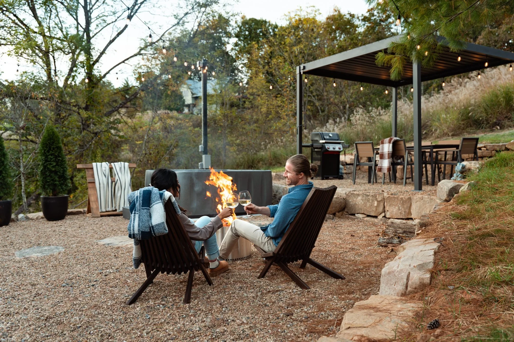 Fire pit gathering at a Mars Hill, NC vacation rental