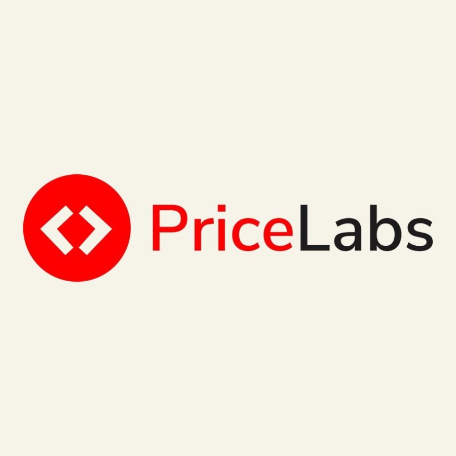PriceLabs logo with red circular icon and black and red text on a light background.
