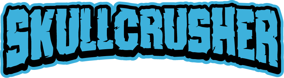 The word 'Skullcrusher' in bold, stylized blue and black graffiti font.