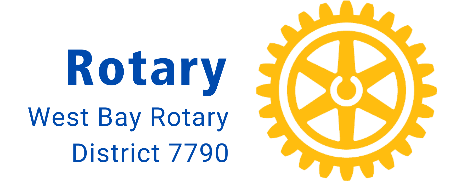 Rotary International logo with a yellow gear and the text 'Rotary International' in blue.