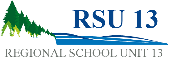 RSU 13 Regional School Unit logo with trees and water design