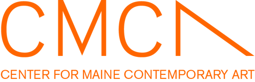Logo of the Center for Maine Contemporary Art, featuring the abbreviation 'CMCA' in orange with a stylized triangle on the right end.