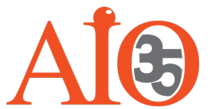 The image features the A and O letters in orange, with the number 35 in gray inside the O.