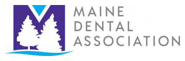 Logo of the Maine Dental Association featuring a stylized tree in shades of blue and white