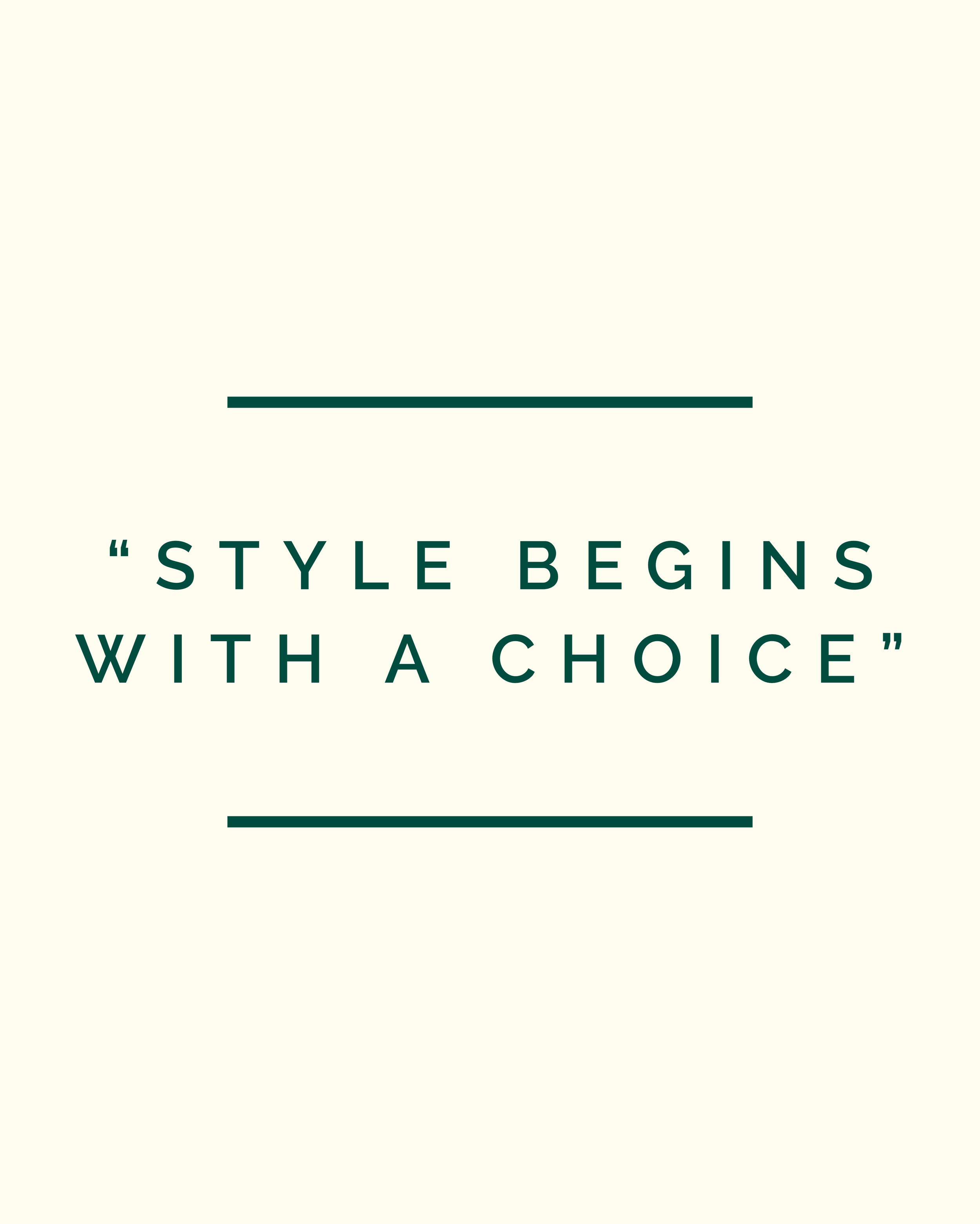 Book cover with quote: 'Style begins with a choice'