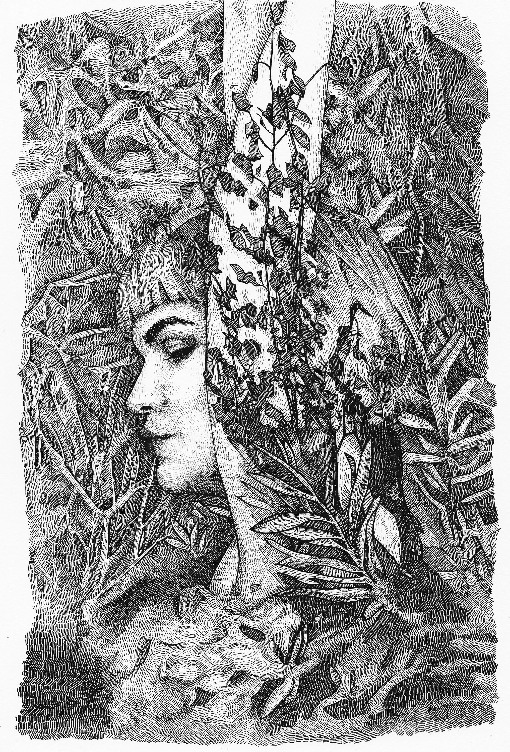 "Winter self" Ink on paper, 29,7x21cm, 2019