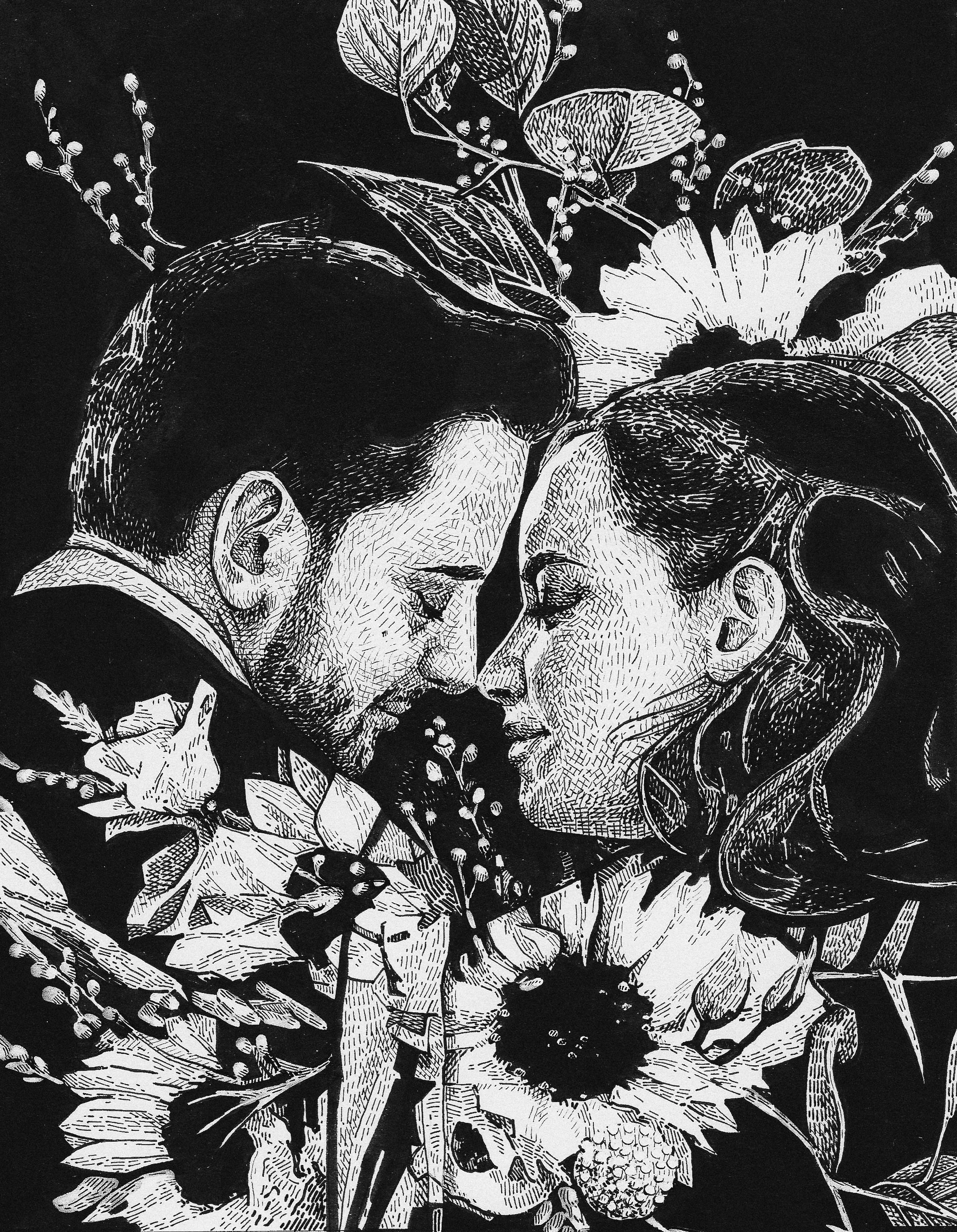 ‘Sara and Sérgio’ Ink on paper, 20x15cm, 2020.