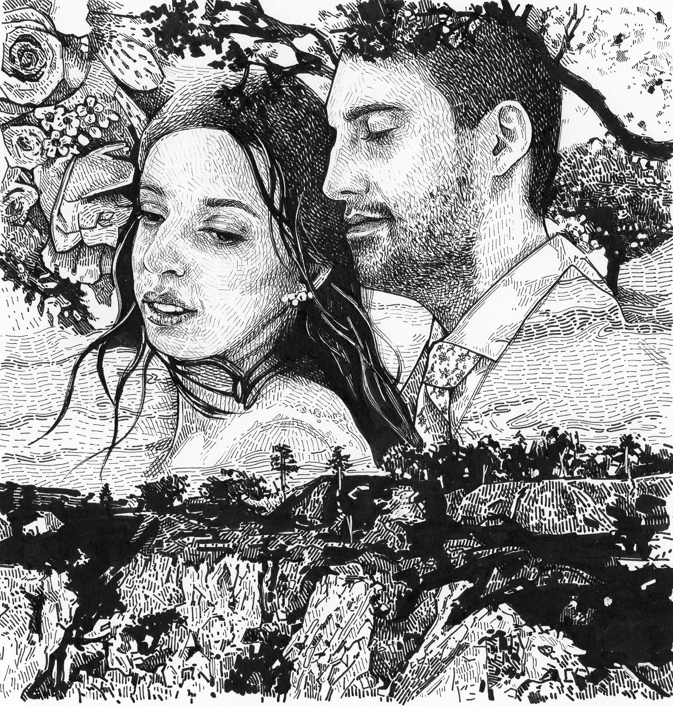 ‘Anabela and Márcio’ Ink on paper, 15x15cm, 2022.