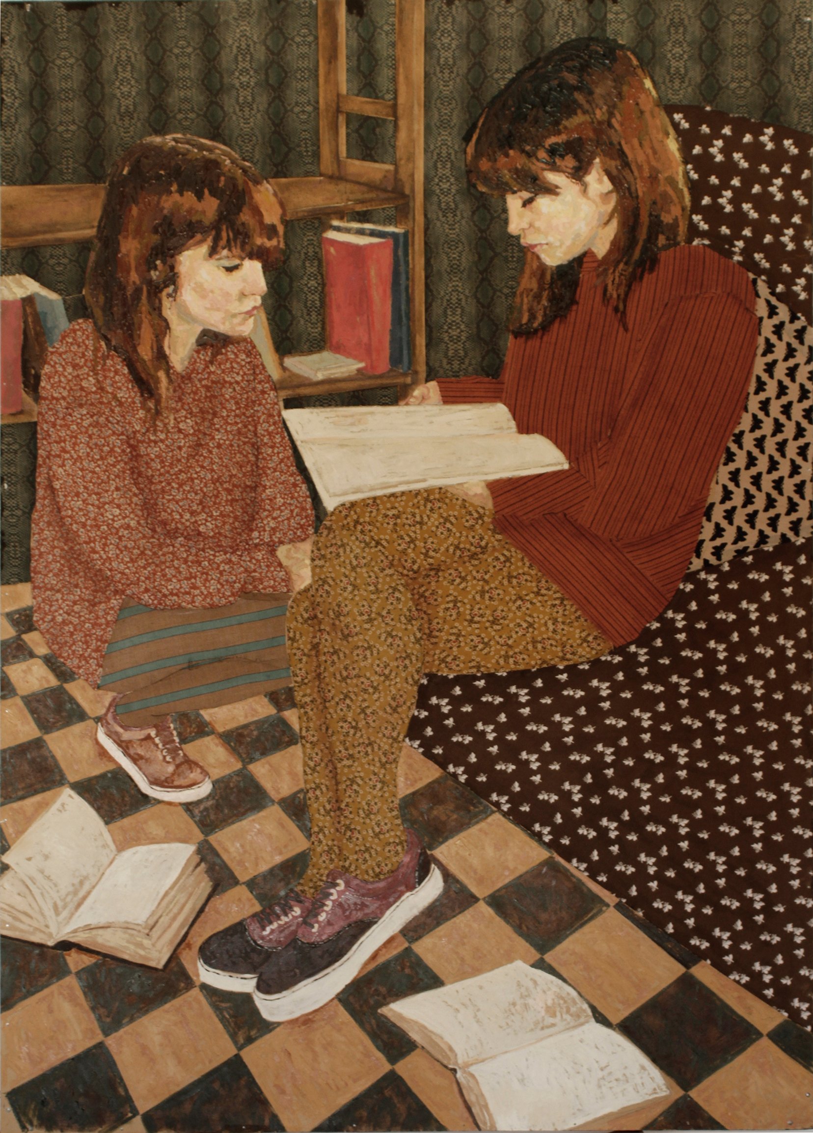 "Reading empty books" Oil on mdf, 130x90cm, 2013