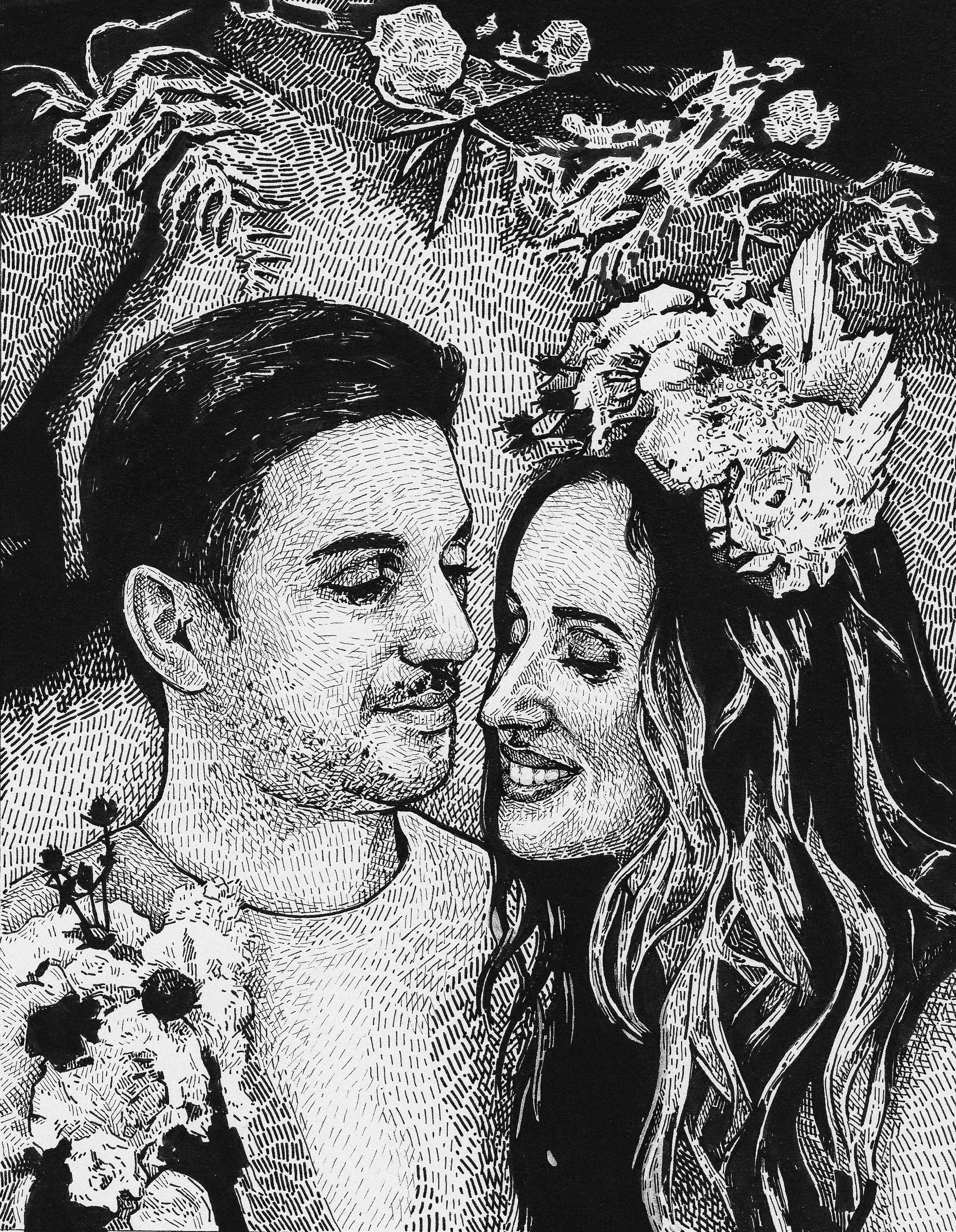 ‘Maria and Diogo’ Ink on paper, 20x15cm, 2020.