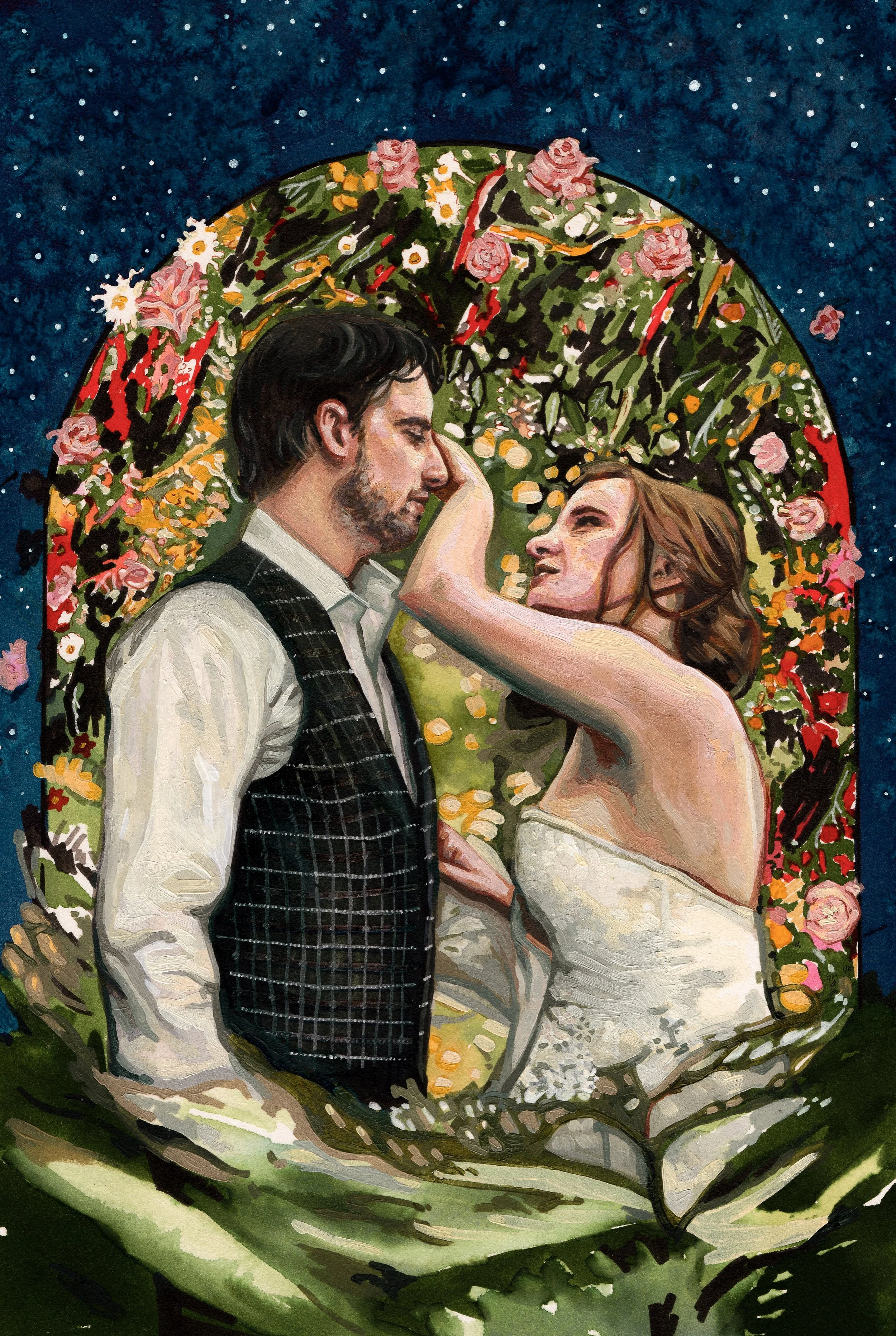 ‘Sara and Sérgio’ Watercolor and oil on paper, 29,7x21cm, 2023.