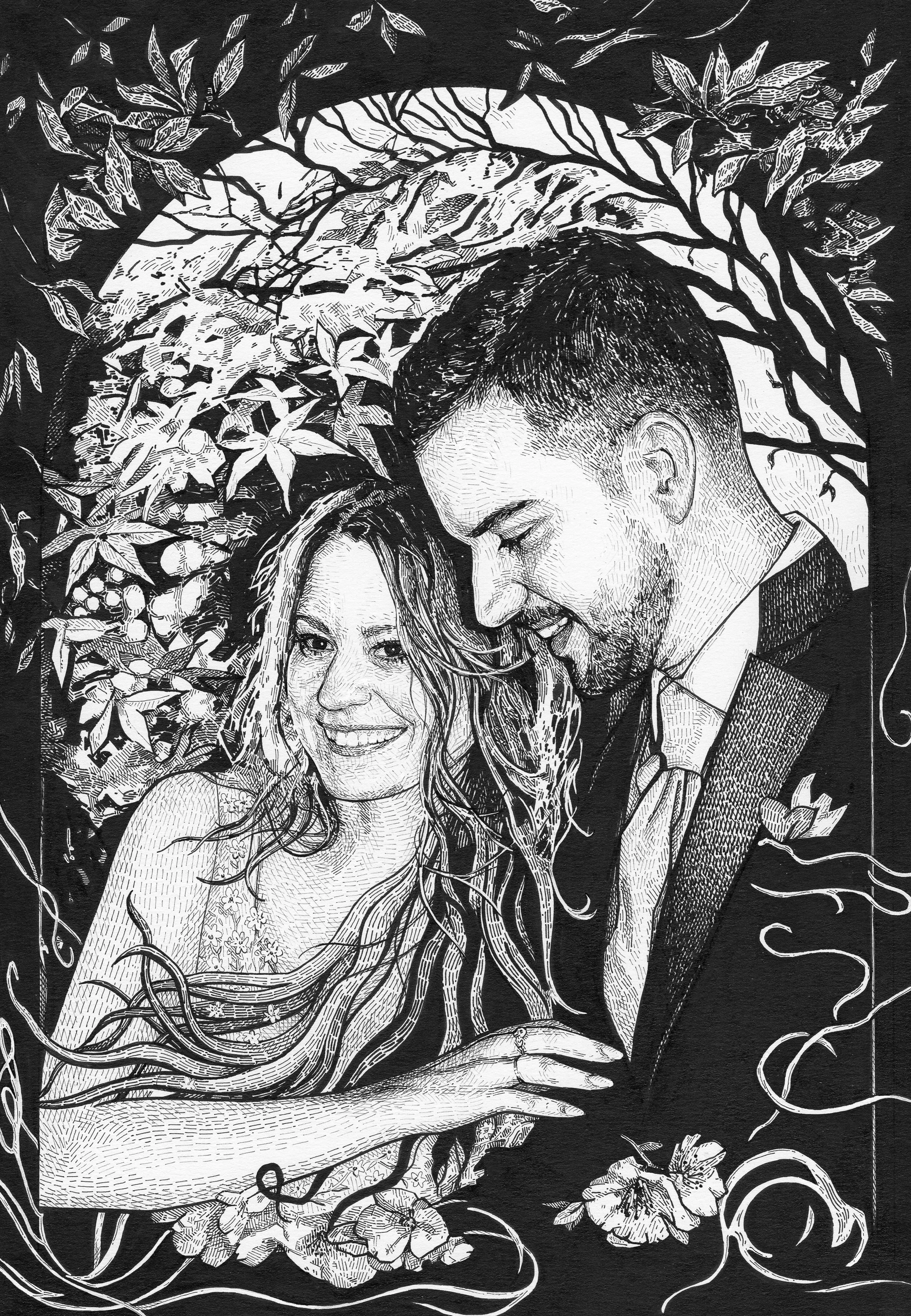 ‘Daniela and Tiago’ Ink on paper, 29,7x21cm, 2024.
