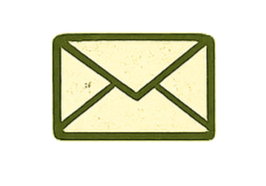 Icon of a closed envelope with a green border.