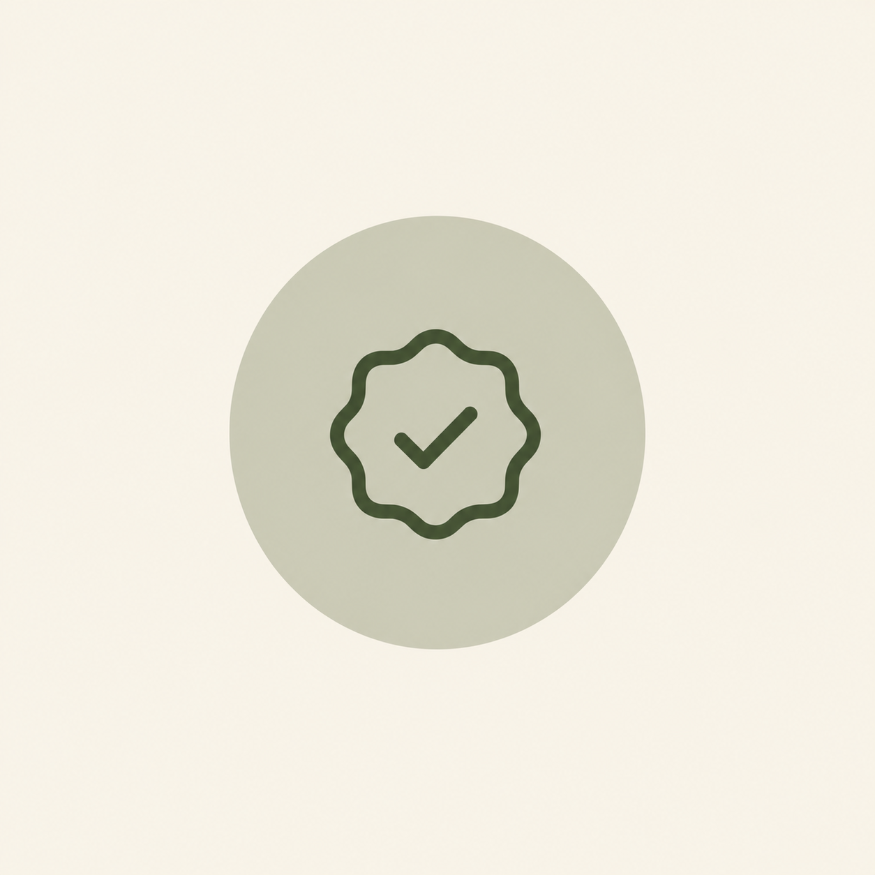 A checkmark inside a badge icon on a light background.