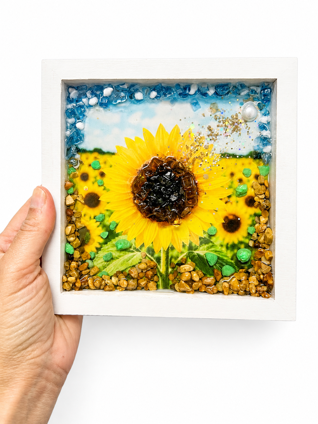 Sunflower Crushed Glass Art Kit, DIY Resin Art Kit