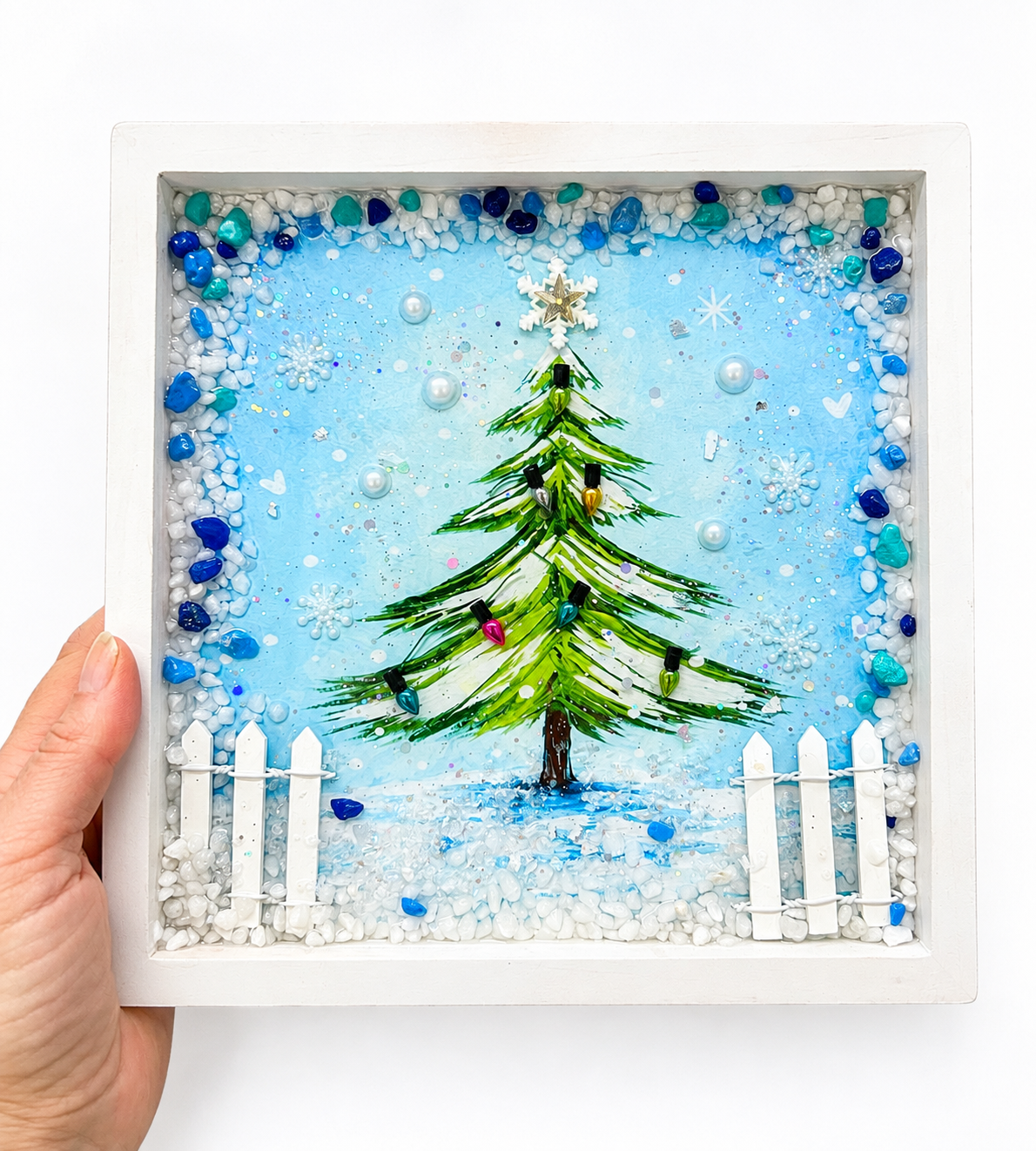 Christmas Tree Crushed Glass Resin Art Kit,