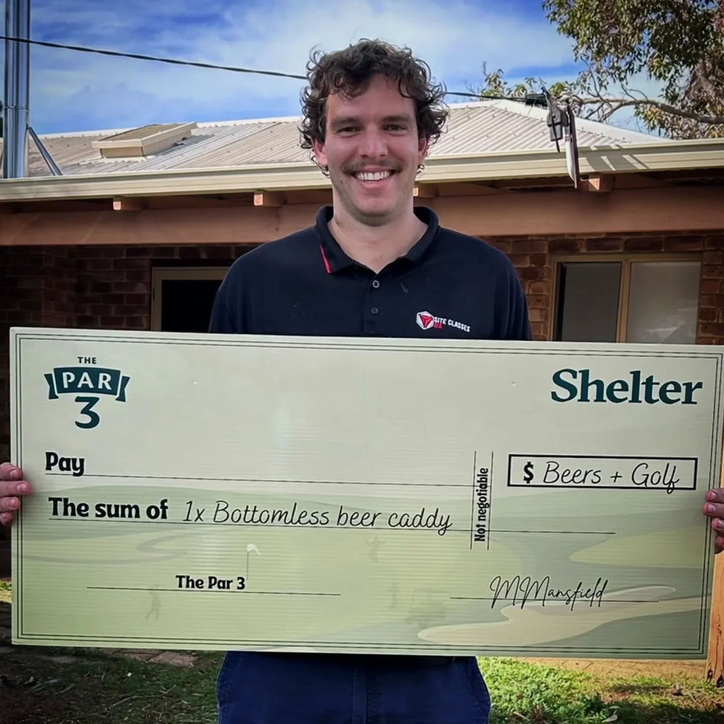 Great prize for a great cause! @ridethewaveformnd @dunsborough_football_club | Connor Budimir walking away with a round of golf for 4 + bottomless beers @shelterbrewingco
