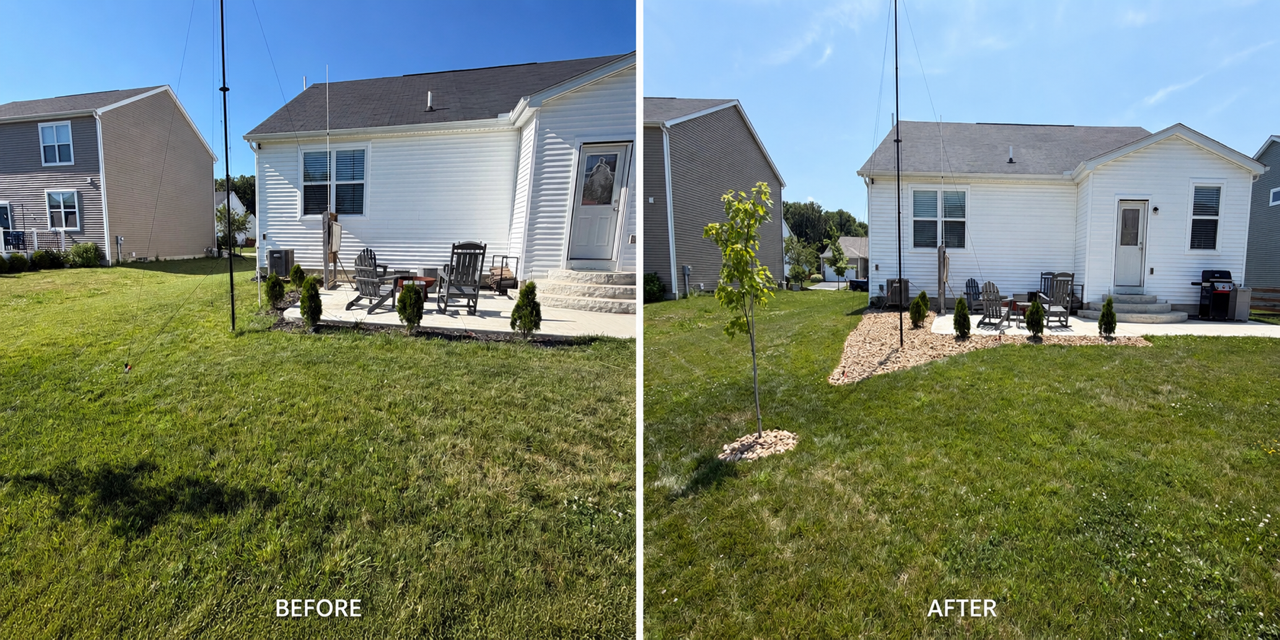 Customer created the bed by burning grass to keep antennas intact. 