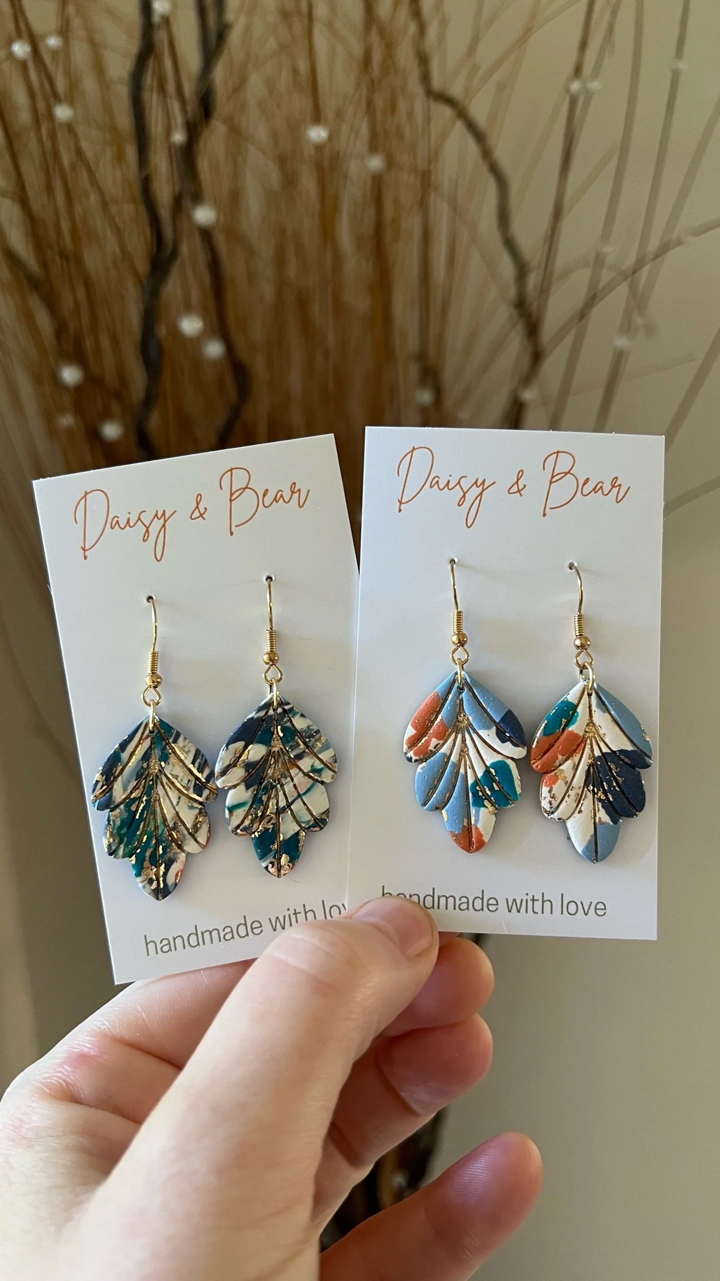 Frond Coastal Foilage Dangle Earrings