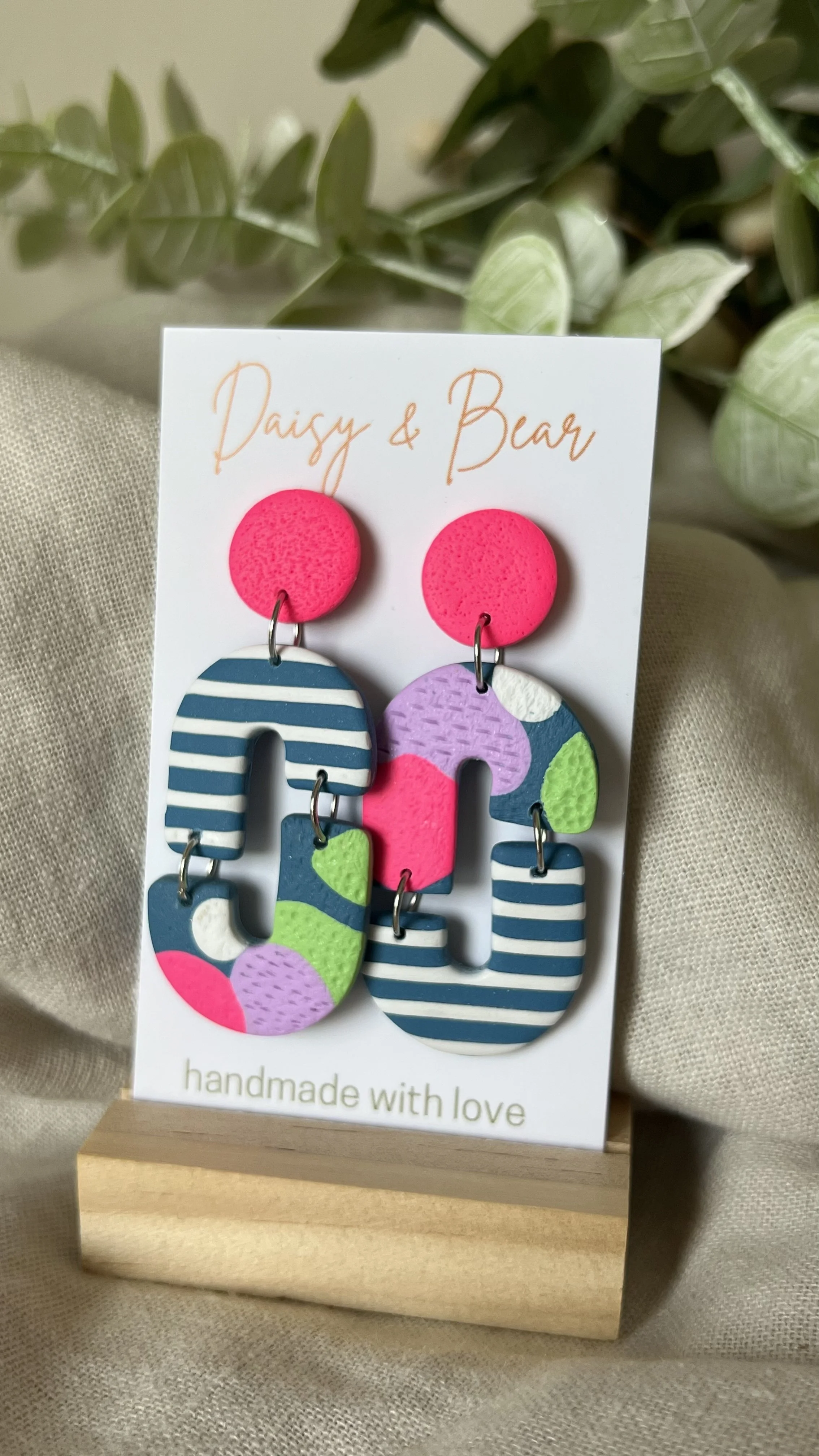 Carnival Pop Striped Dangle Earrings