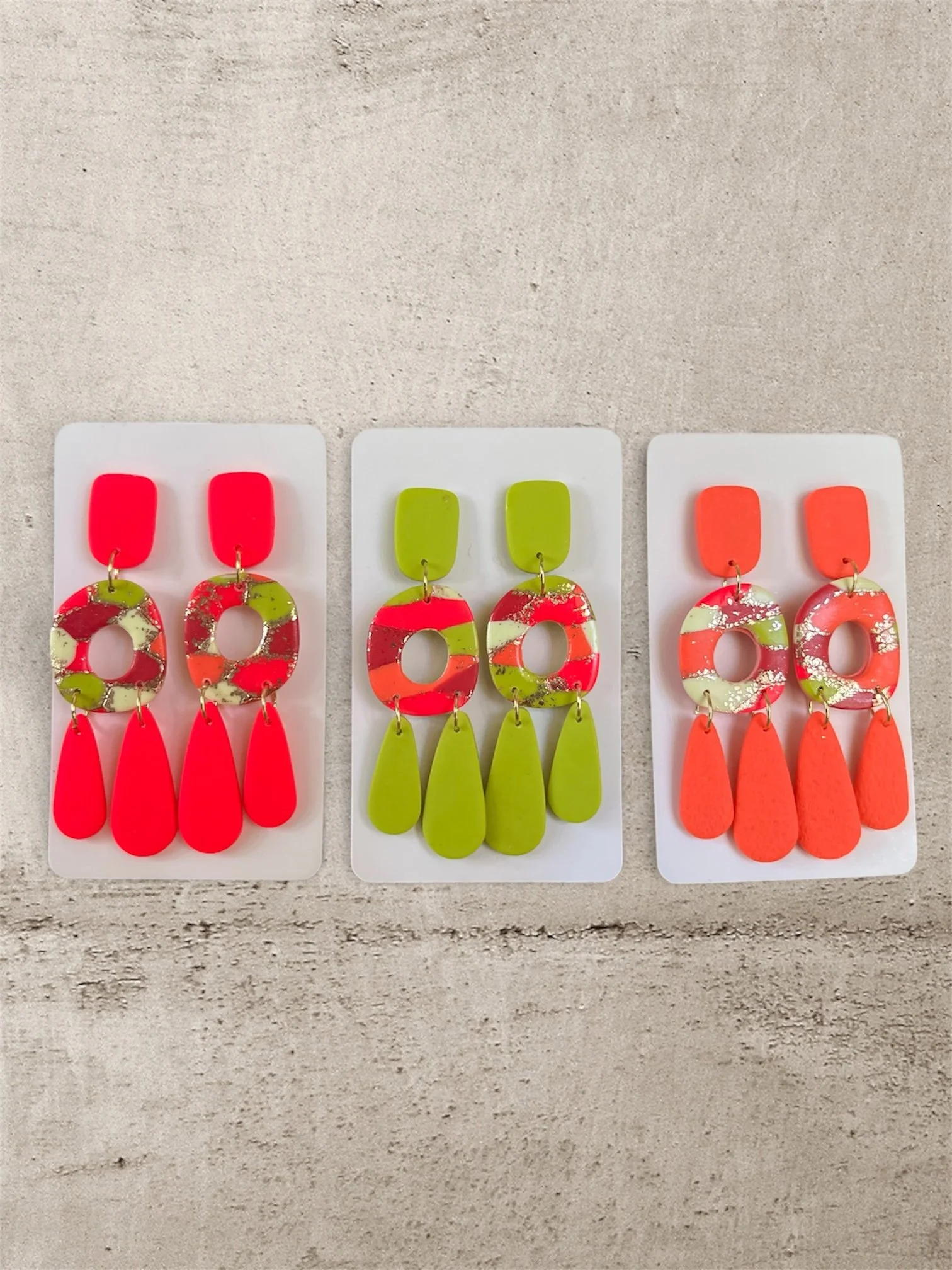 Watermelon Sorbet Triple Dangle Earrings