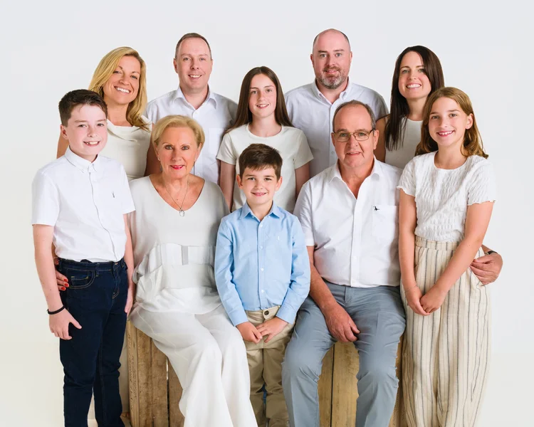 Generational family portrait in the Lisburn studio