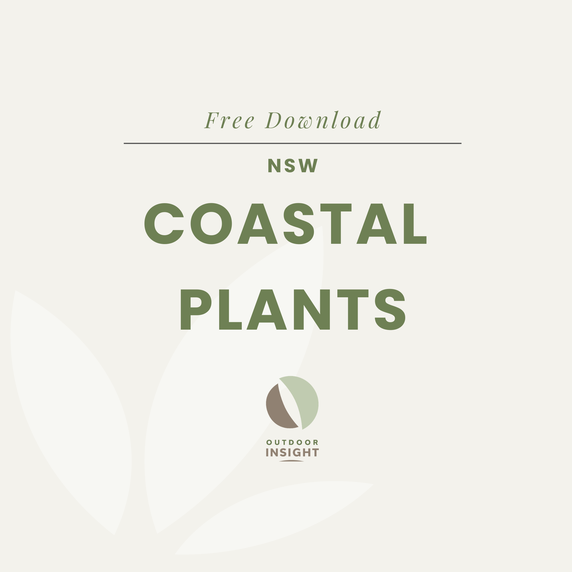 Cover of a publication titled 'Coastal Plants' with a light-colored background, featuring a stylized plant graphic and the words 'Outdoor Insight' at the bottom.