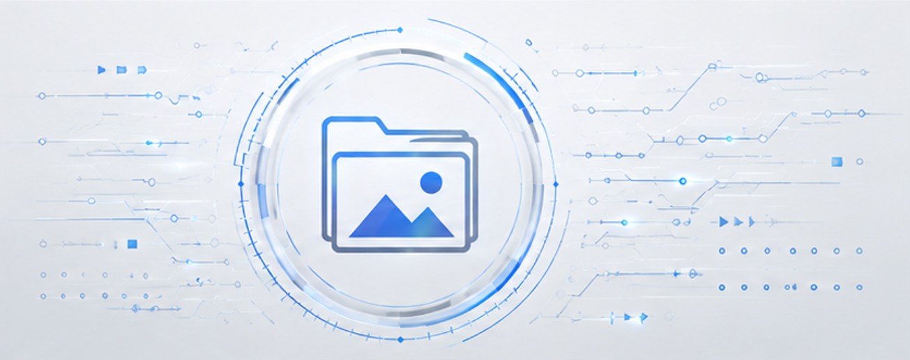 Digital user portfolio icon with abstract technological background.