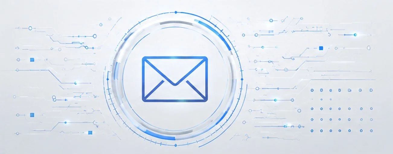 Digital user contact icon with abstract technological background.