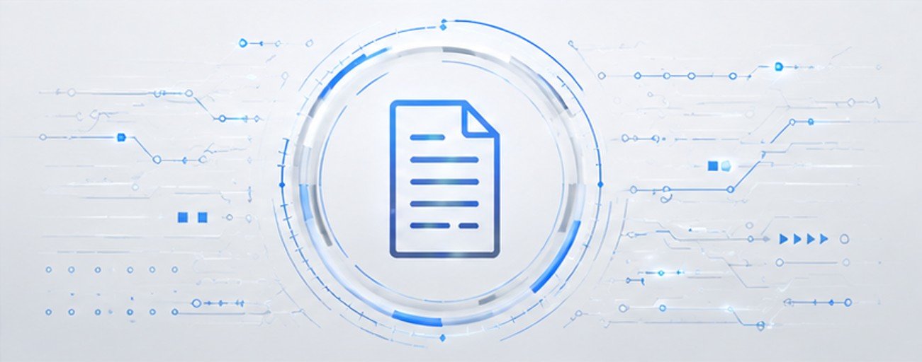 Digital user resume icon with abstract technological background.